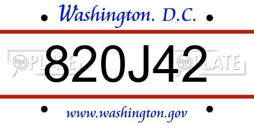 820J42 District Of Columbia License Plate