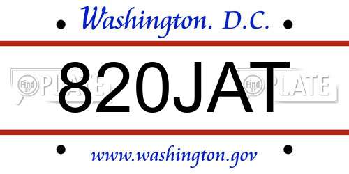 820JAT District Of Columbia License Plate