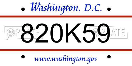 820K59 District Of Columbia License Plate