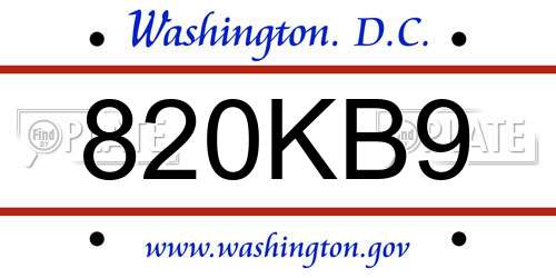 820KB9 District Of Columbia License Plate