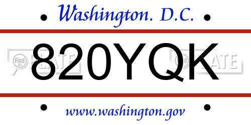 820YQK District Of Columbia License Plate