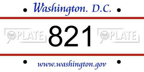821 District Of Columbia License Plate