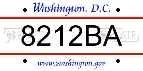 8212BA District Of Columbia License Plate
