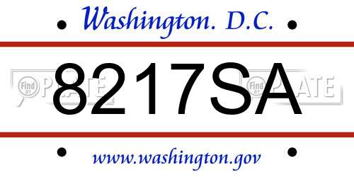 8217SA District Of Columbia License Plate