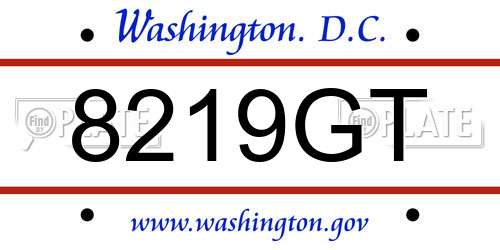 8219GT District Of Columbia License Plate