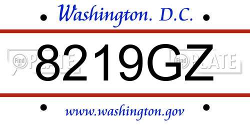 8219GZ District Of Columbia License Plate
