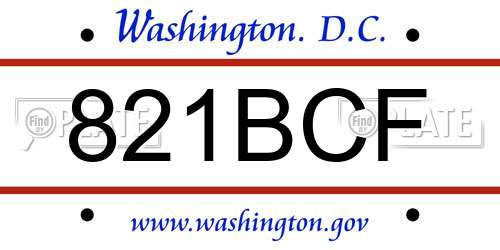 821BCF District Of Columbia License Plate