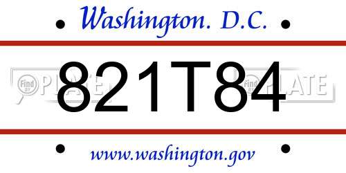 821T84 District Of Columbia License Plate