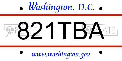 821TBA District Of Columbia License Plate