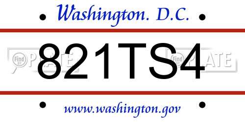 821TS4 District Of Columbia License Plate