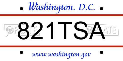 821TSA District Of Columbia License Plate