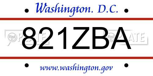 821ZBA District Of Columbia License Plate
