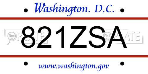 821ZSA District Of Columbia License Plate