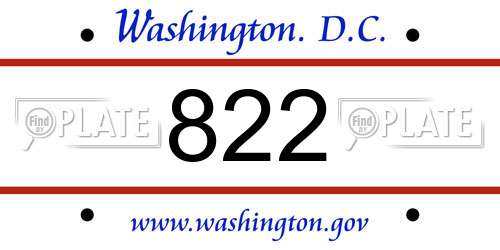 822 District Of Columbia License Plate