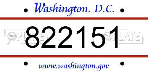 822151 District Of Columbia License Plate