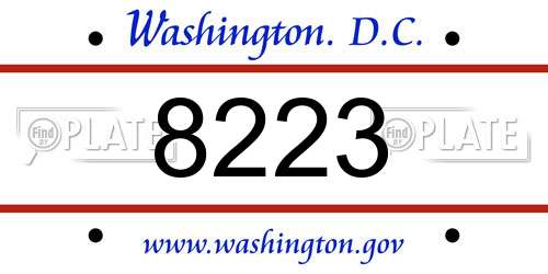 8223 District Of Columbia License Plate