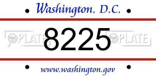 8225 District Of Columbia License Plate