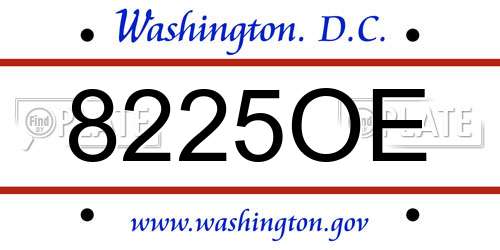 8225OE District Of Columbia License Plate