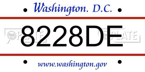 8228DE District Of Columbia License Plate