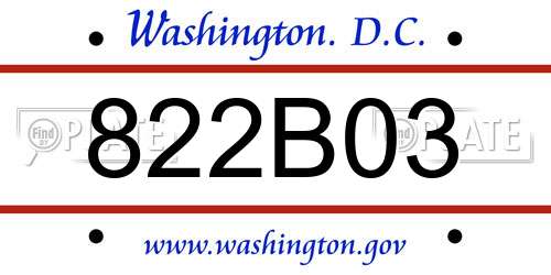 822B03 District Of Columbia License Plate
