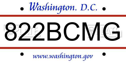 822BCMG District Of Columbia License Plate