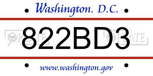 822BD3 District Of Columbia License Plate