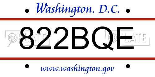 822BQE District Of Columbia License Plate