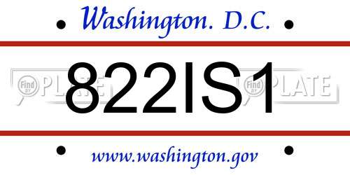 822IS1 District Of Columbia License Plate