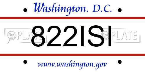 822ISI District Of Columbia License Plate