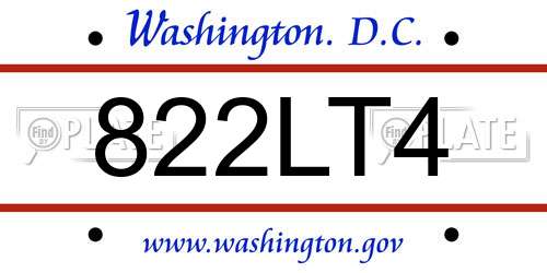822LT4 District Of Columbia License Plate