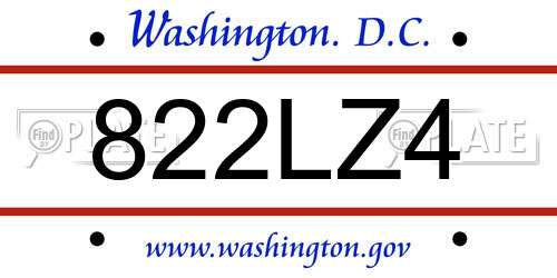 822LZ4 District Of Columbia License Plate