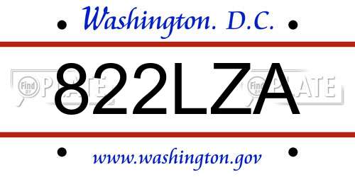 822LZA District Of Columbia License Plate