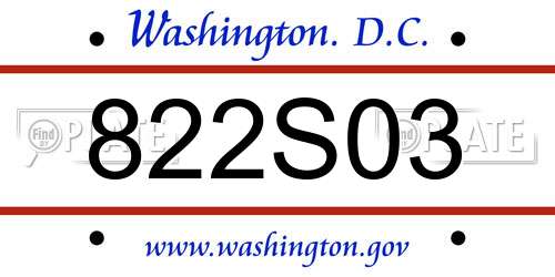 822S03 District Of Columbia License Plate
