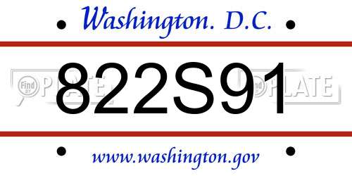 822S91 District Of Columbia License Plate