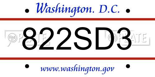 822SD3 District Of Columbia License Plate