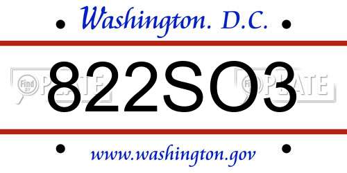 822SO3 District Of Columbia License Plate