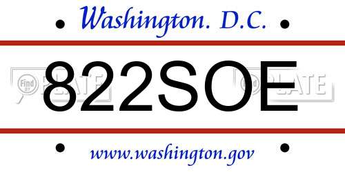 822SOE District Of Columbia License Plate