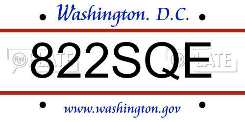 822SQE District Of Columbia License Plate