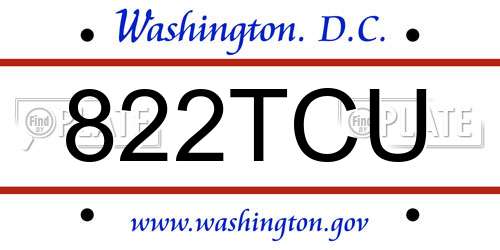 822TCU District Of Columbia License Plate