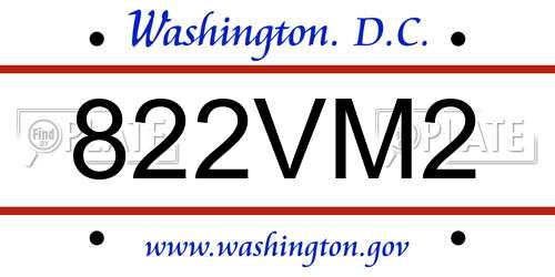 822VM2 District Of Columbia License Plate