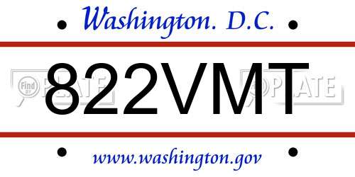 822VMT District Of Columbia License Plate