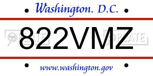 822VMZ District Of Columbia License Plate