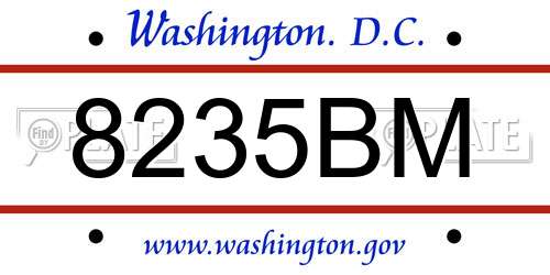 8235BM District Of Columbia License Plate