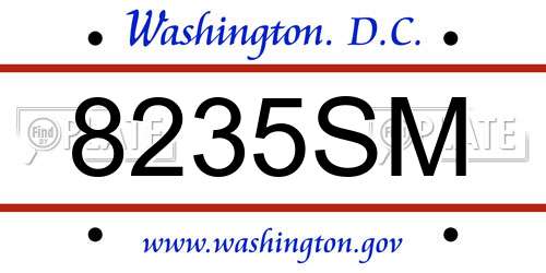 8235SM District Of Columbia License Plate