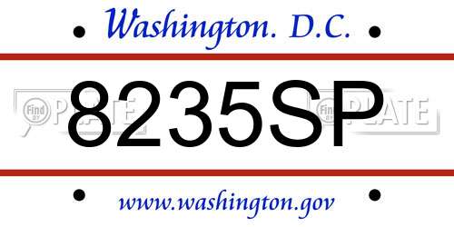 8235SP District Of Columbia License Plate