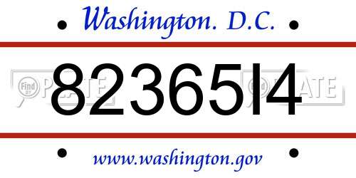 82365I4 District Of Columbia License Plate