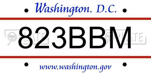 823BBM District Of Columbia License Plate