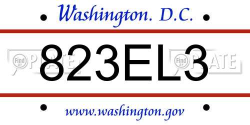 823EL3 District Of Columbia License Plate