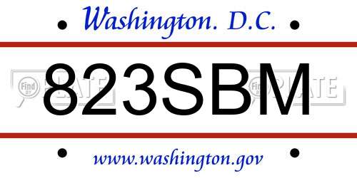 823SBM District Of Columbia License Plate