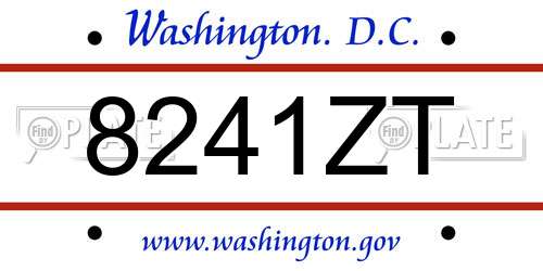 8241ZT District Of Columbia License Plate
